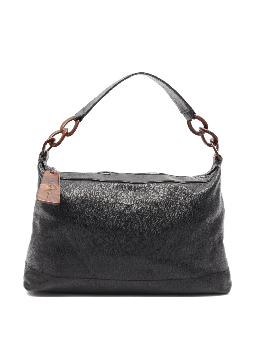 CHANEL Pre-Owned 2002-2003 caviar-leather CC-interlocking shoulder bag - Nero