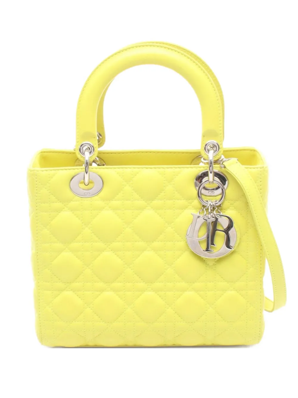 Christian Dior Pre-Owned 10s Lady Dior quilted-leather handbag - Bianco