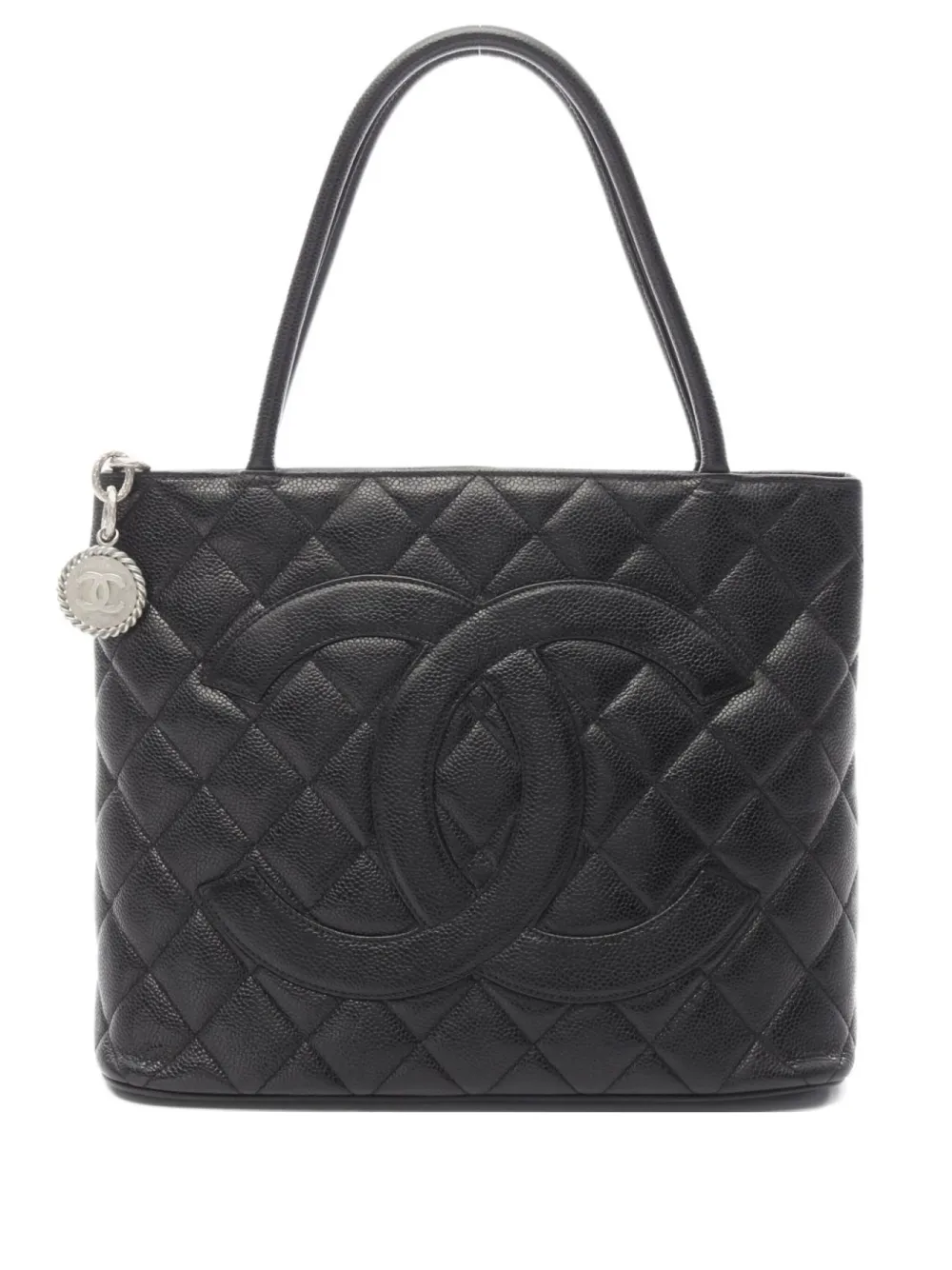 CHANEL Pre-Owned 2000-2002 Medallion caviar-leather handbag - Nero