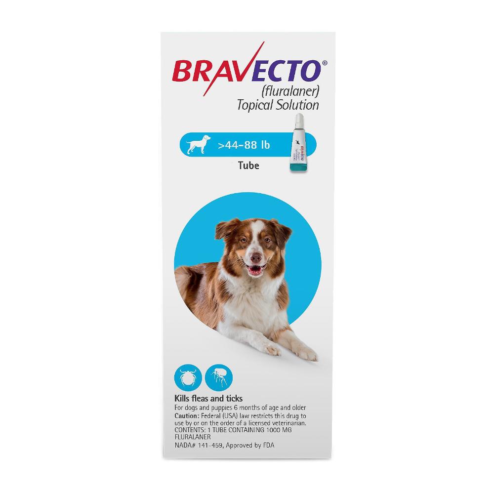 Bravecto Topico per cani di taglia grande (44 - 88 libbre) Blu 3 dosi