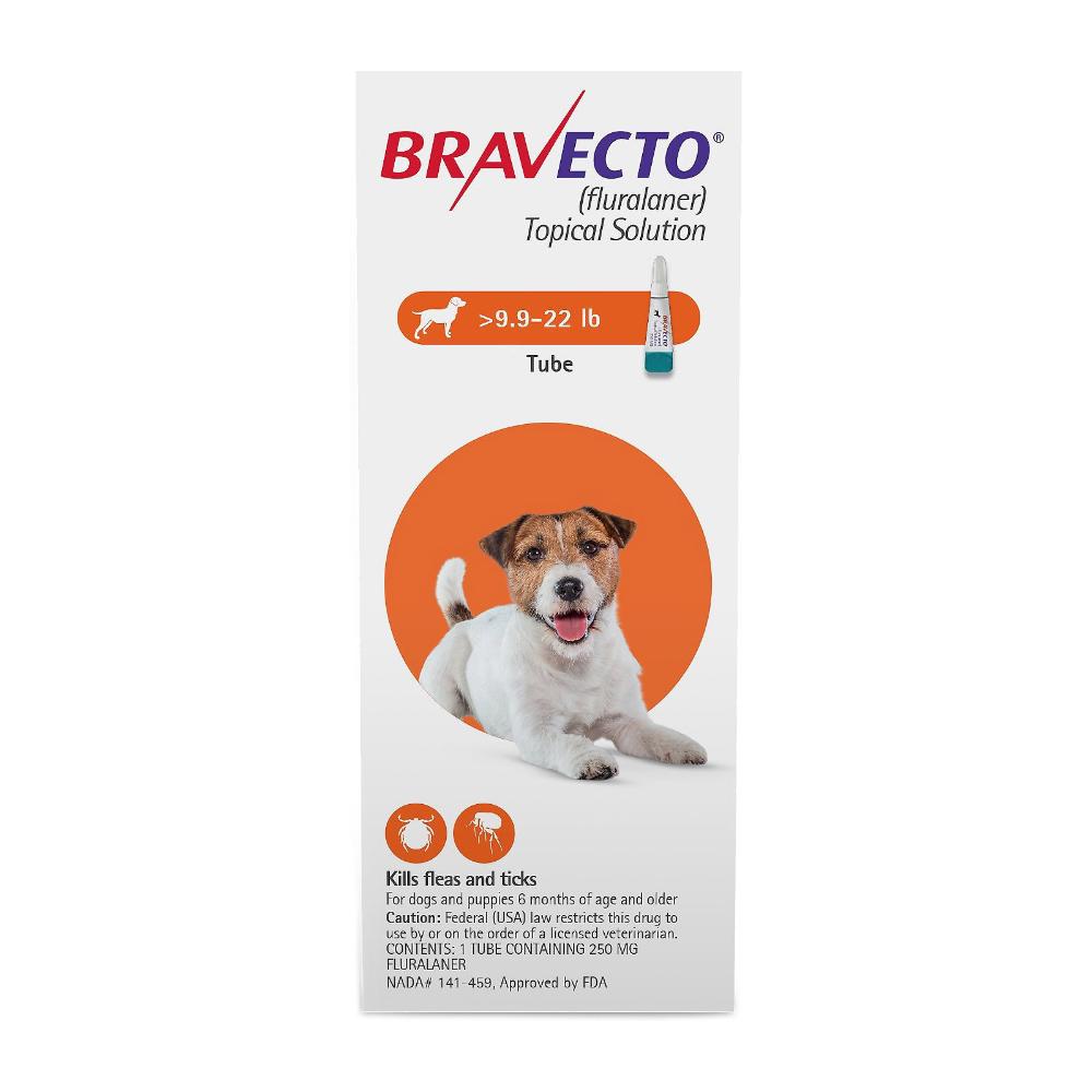 Bravecto Topico per cani di piccola taglia (9,9 - 22 libbre) Arancione 2 dosi