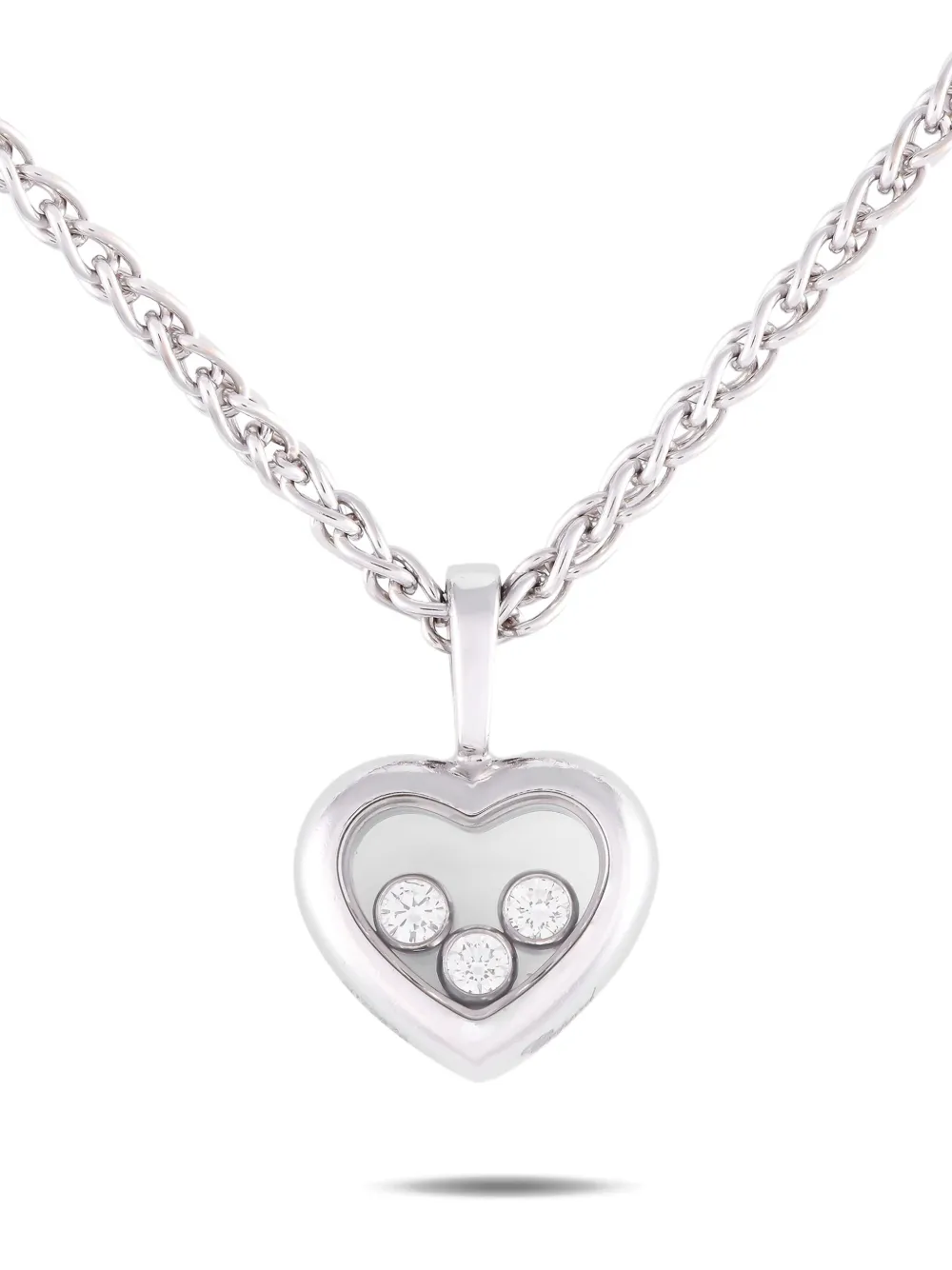 Chopard Pre-Owned 18kt white gold heart diamond necklace - Argento