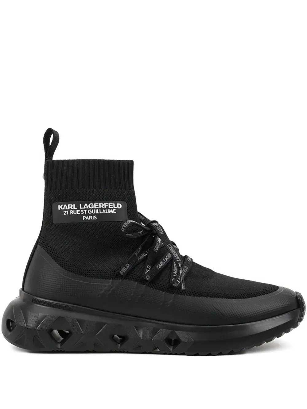 Karl Lagerfeld sock-knit lace-up sneakers - Nero