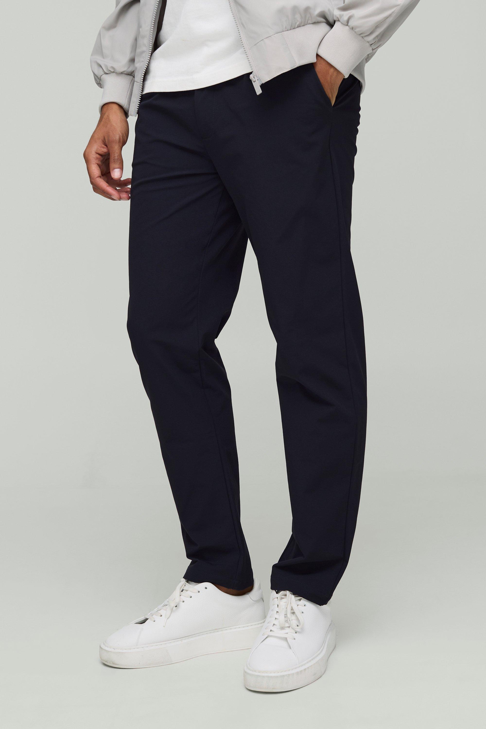 Tapered Fit Technical Stretch Smart Trousers, Navy