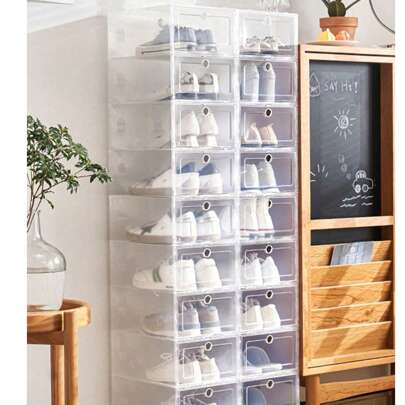 6/12 pezzi Scatole per scarpe trasparenti, impilabili, contenitori per organizzare le scarpe nell armadio, resistenti, con sportello trasparente, cust