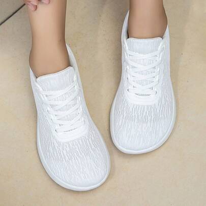 Nuove scarpe bianche piatte versatili e traspiranti, scarpe da donna taglie grandi e largo, scarpe bianche infermieristiche taglie grandi e largo, sca