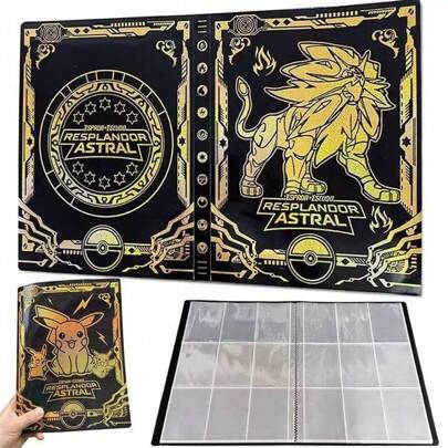 Album di carte Pokémon Collezione Dorata a Nove Quadrati, album per carte Pokémon con 9 tasche e 24 pagine, in grado di contenere 432 carte fronte-ret