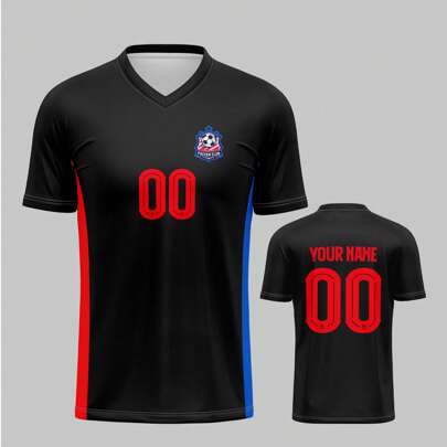 Maglia personalizzabile, Barcellona, traspirante ad asciugatura rapida, 210g, top primaverile/estivo, maglia sportiva da allenamento di squadra/club c