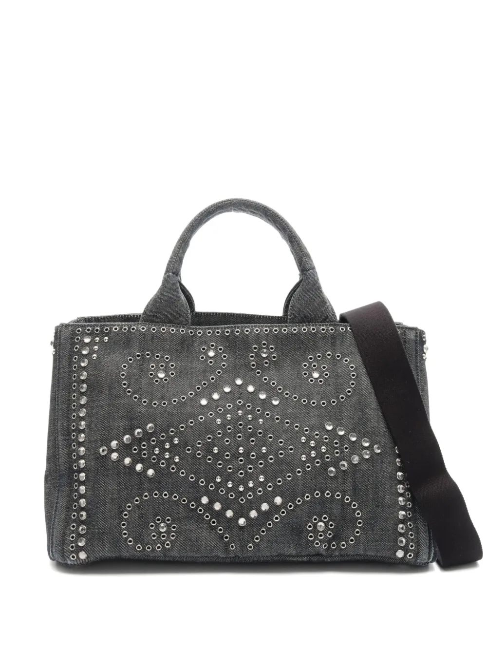 Prada Pre-Owned 2010s Canapa Bijoux rhinestone eyelet handbag - Blu