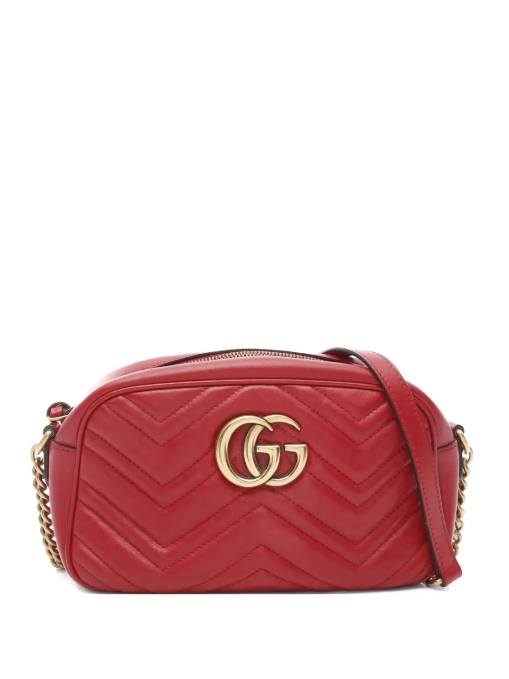 Gucci Pre-Owned 2000s GG Marmont matelassé-quilted chain-strap shoulder bag - Rosso