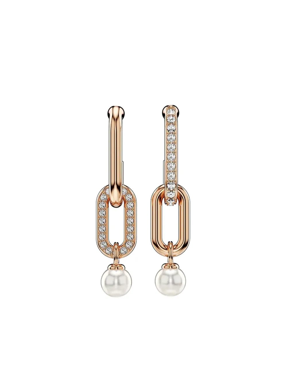 Swarovski Constella rose-gold pearl chain earrings - Rosa