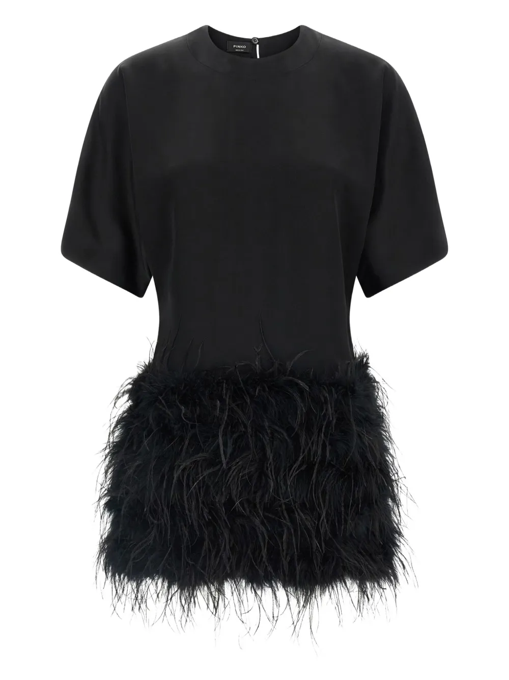 PINKO feather-trimmed dress - Nero