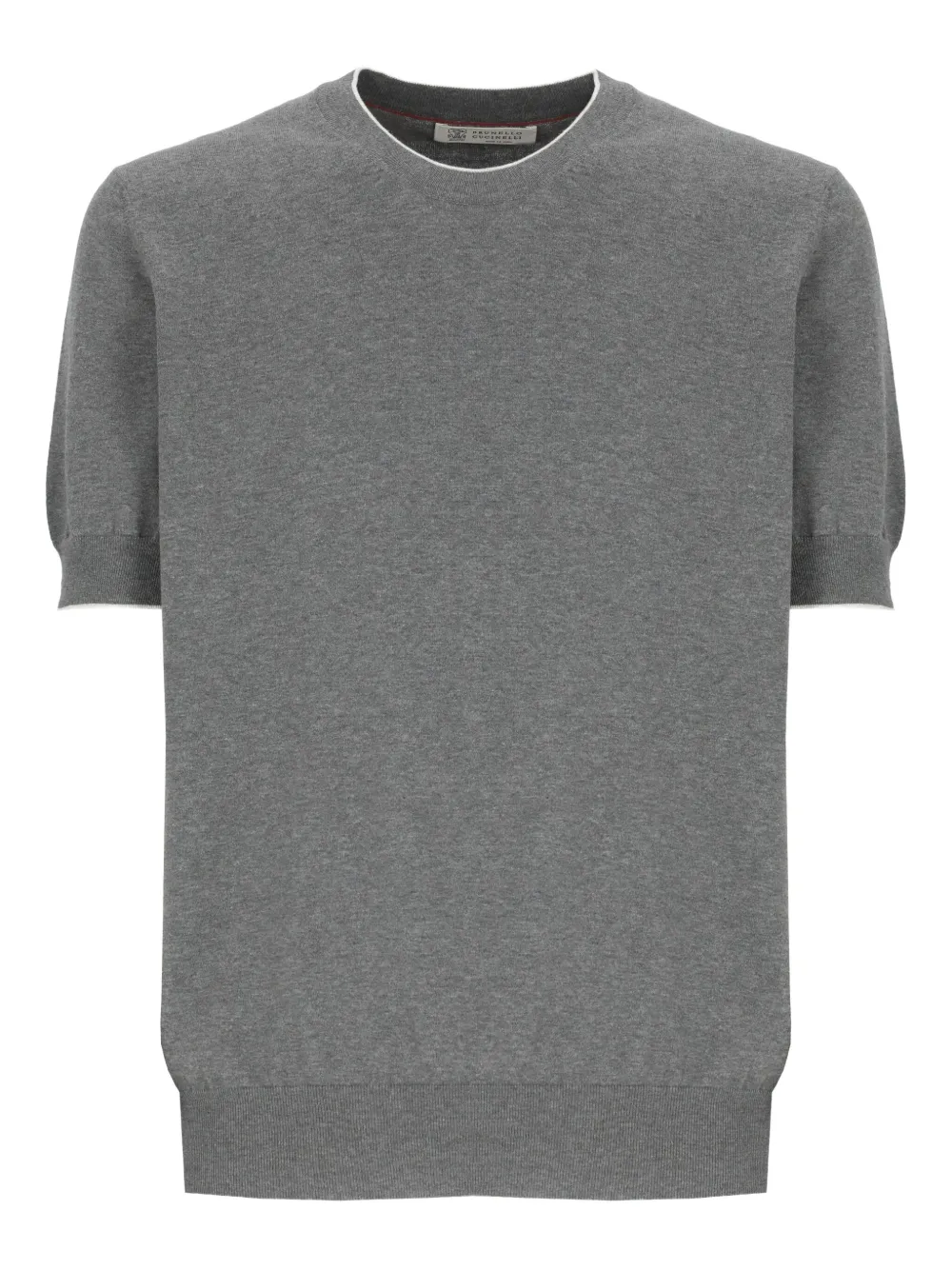 Brunello Cucinelli ribbed-trim short-sleeve sweater - Grigio