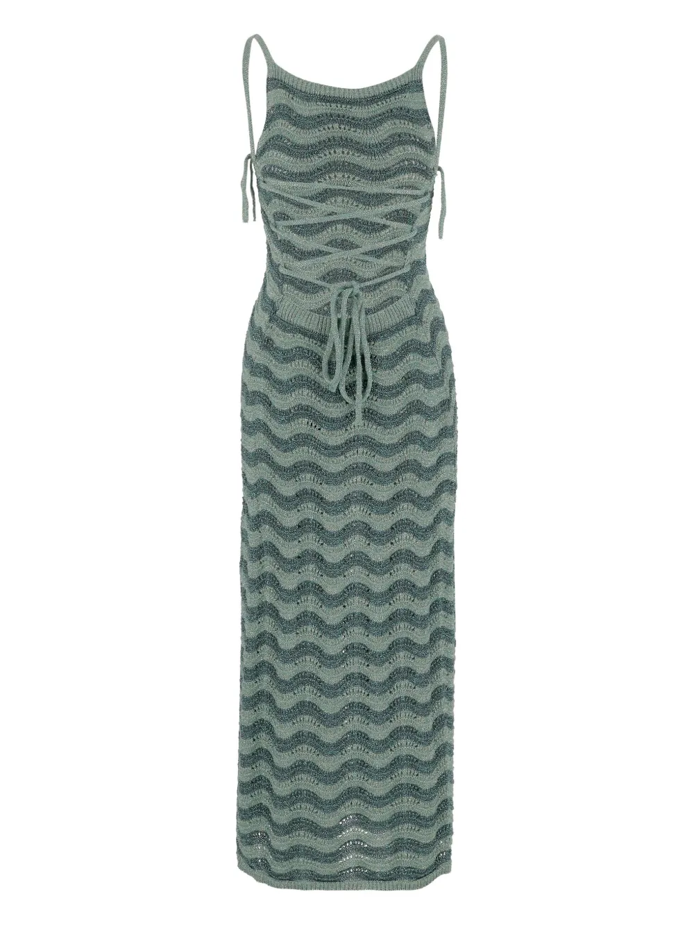 MARKET wavy-pattern open-back maxi dress - Verde