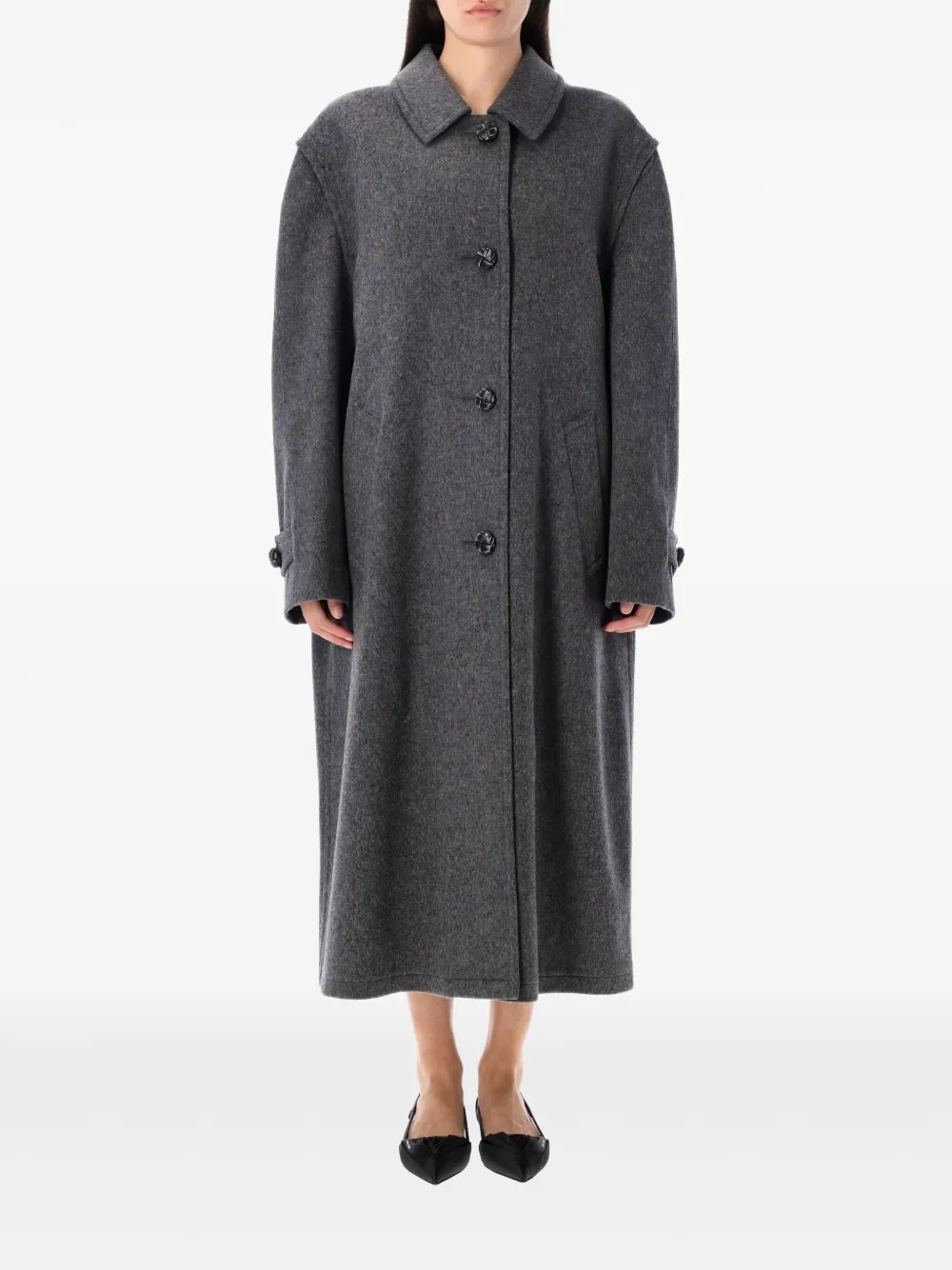 Prada buttoned-fastening wool oversized coat - Grigio