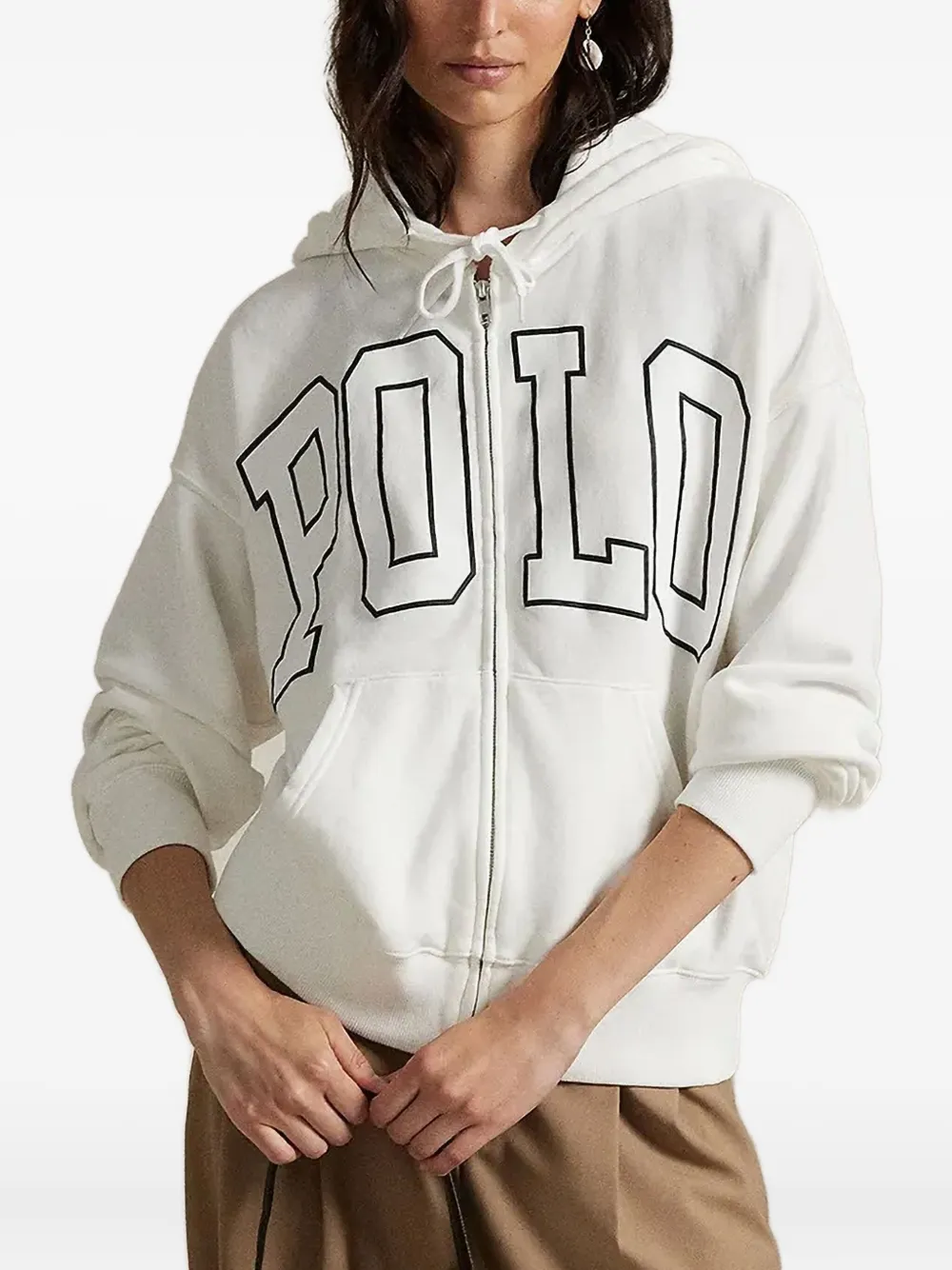 Polo Ralph Lauren logo-print zip-up hoodie - Bianco