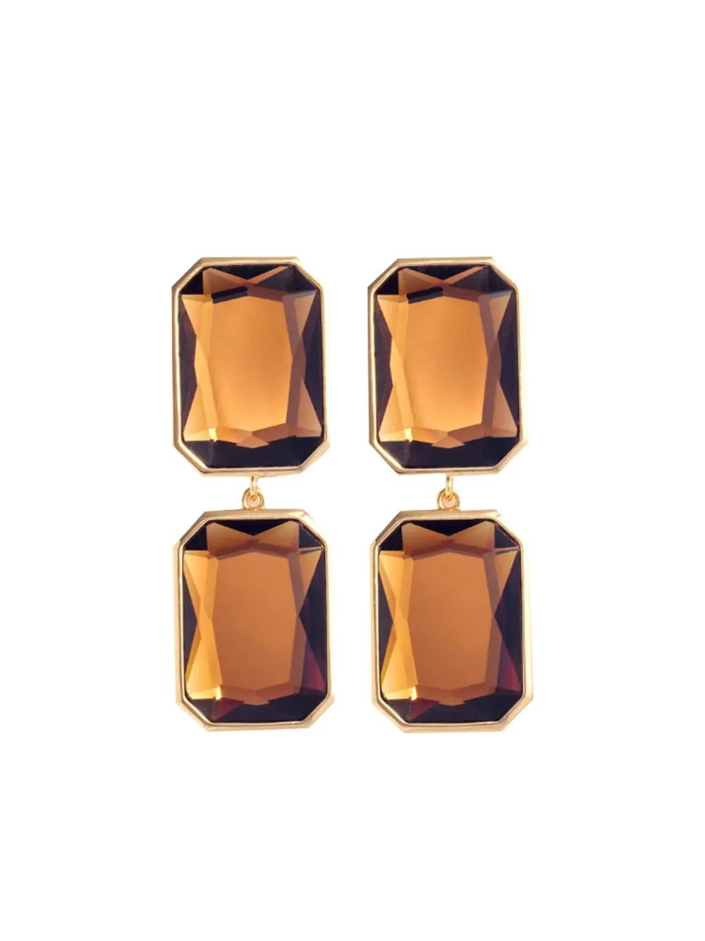 Self-Portrait tiered amber crystals earrings - Arancione
