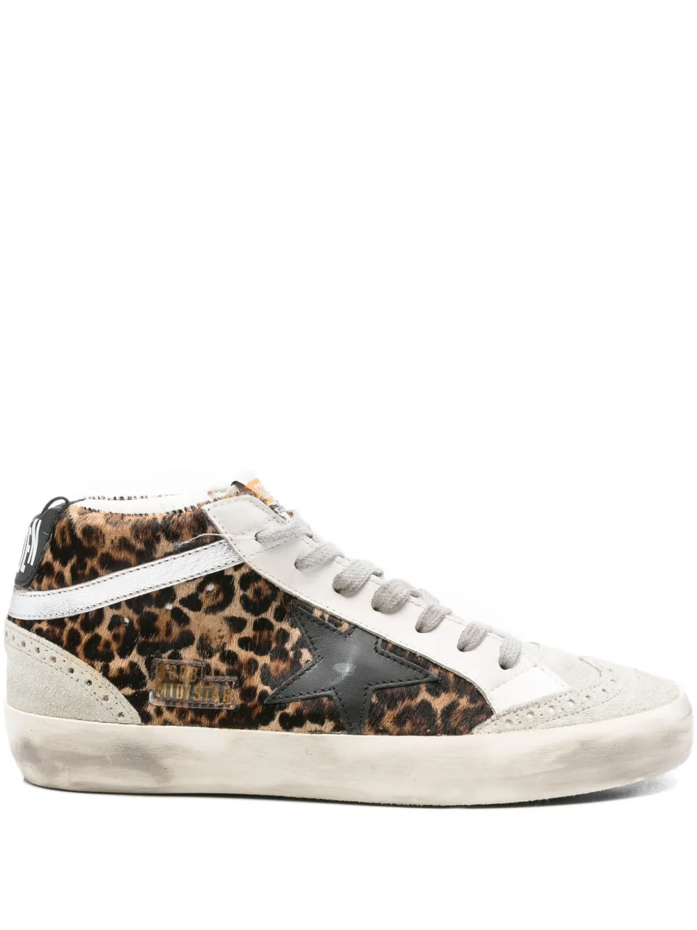Golden Goose Mid Star leopard-print sneakers - Grigio