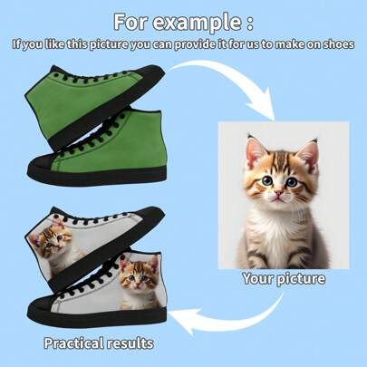 1 Paio Di Sneakers Personalizzate, Sneakers Con Foto Personalizzate, Sneakers Con Suola Spessa Personalizzate, Scarpe Di Tela Personalizzate, Sneakers