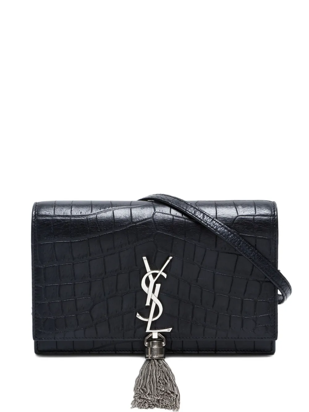 Saint Laurent Pre-Owned 2010-2020s Kate Tassel crocodile-effect crossbody bag - Nero