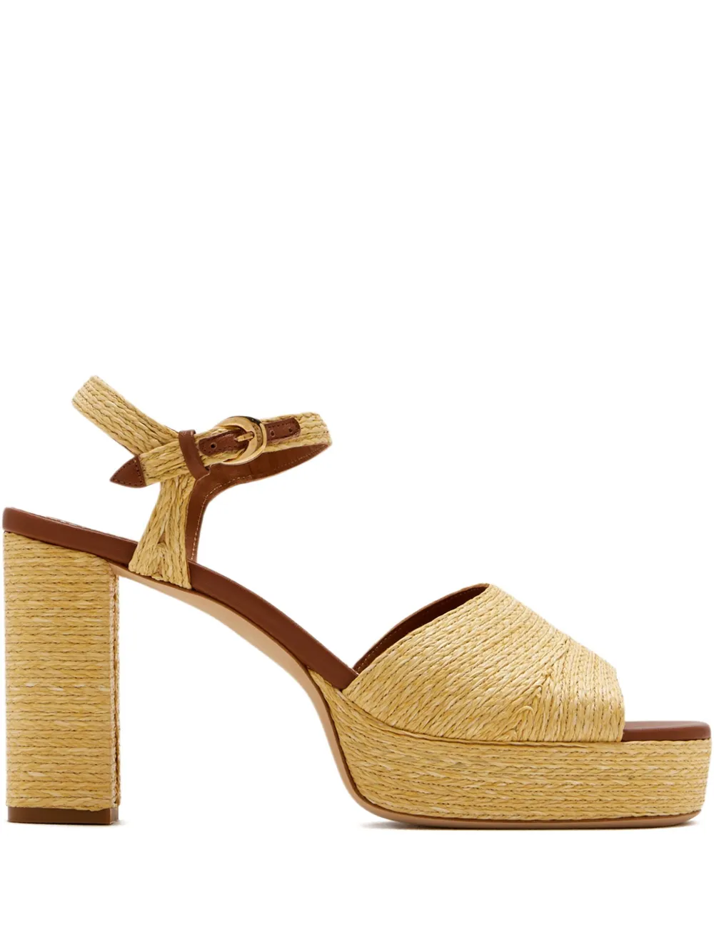 STAUD 90mm Jodie raffia platform sandals - Toni neutri