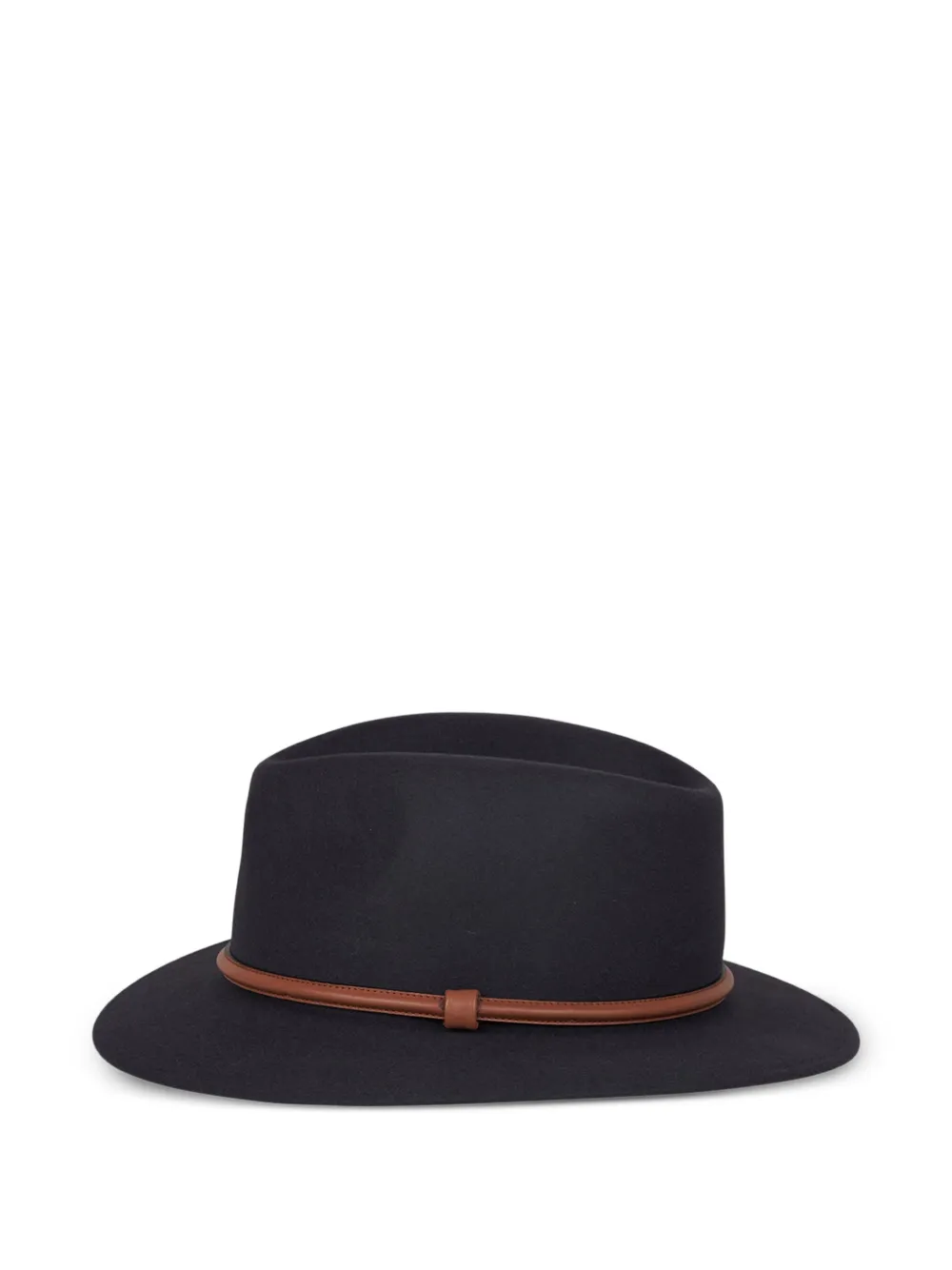 SIGNES leather-trimmed felt hat - Grigio