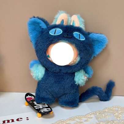 17cm Vestito per bambola di peluche in scatola cieca, 17cm Set di vestiti neri a forma di gatto per bambola labubu Macaron Spby