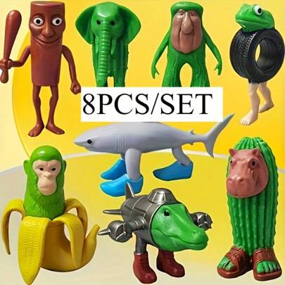 8 pezzi 1 set di giocattoli italiani Brainrot Tralalero Tralala, figure di Brainrot italiano, figure di squalo Tung Tung Tung Sahur Meme, Bombardiro C