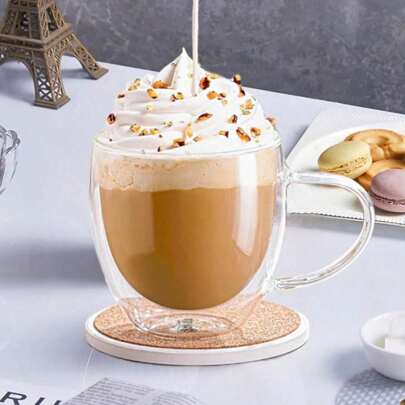 Set da 6 tazze per espresso con manico, 2,8 once, tazze per espresso in vetro trasparente, bicchieri per espresso, tazze per espresso a doppia parete
