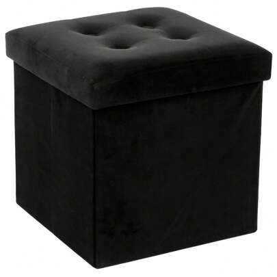 WELL HOME - Pouf pieghevole Lysander in velluto nero. Spedizione gratuita 24/72h.