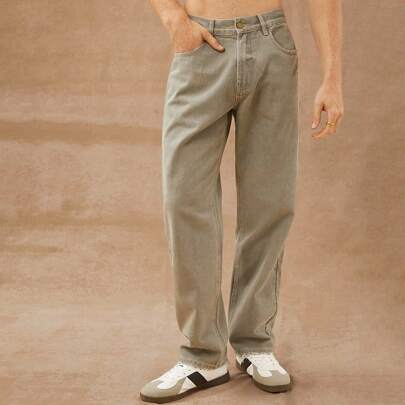 Jeans utility gamba dritta in denim di cotone premium da uomo