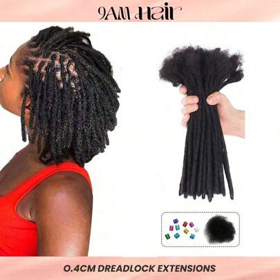 60 ciocche di extension per dreadlock umani lunghe 4-8 pollici, larghezza 0,4 cm, per uomo/donna, extension per dreadlock fatti a mano permanenti, cio