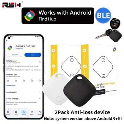 2 Confezioni di tag intelligente Android, tracker d'aria, funziona con l'app Find Hub (versione di sistema Android 9 o superiore!!!), posizionamento p