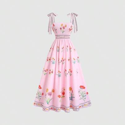 Nuova Vacation Vibration Floreale Ditsy Filim Slim Lunga Dress Per Donne, Novità Francese Estiva