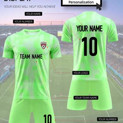2 pezzi Completo Personalizzato Maglia Calcio Barcellona - Design Sfumato Unico per Squadre, Stampa Nome e Numero Personalizzati, Tessuto Traspirante
