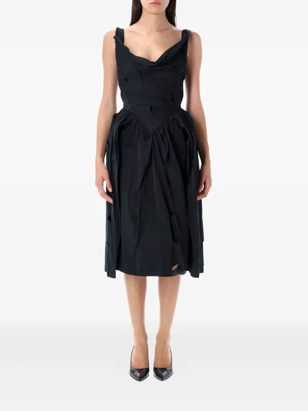 Vivienne Westwood draped distressed midi cocktail dress - Nero