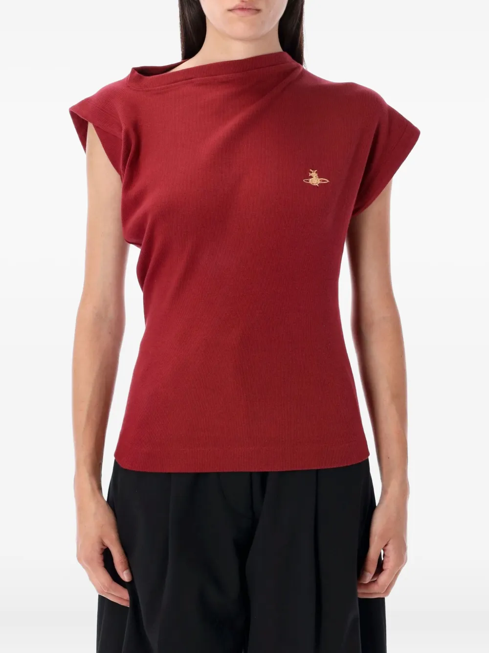 Vivienne Westwood Hebo asymmetric-neck ribbed sweater - Rosso