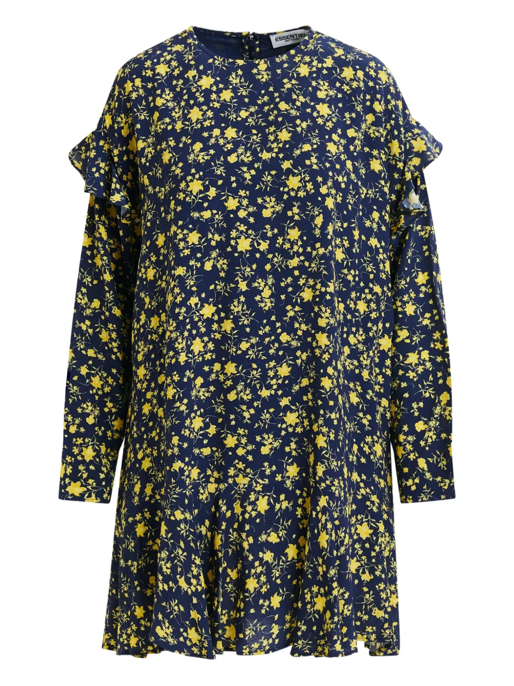 Essentiel Antwerp floral ruffled asymmetric day dress - Blu