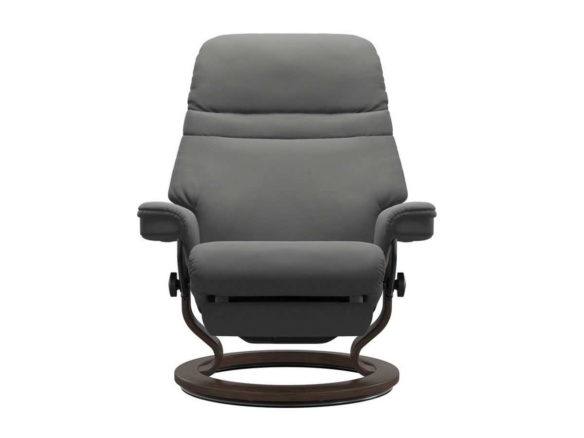 Sunrise Classic L Armchair - Walnut Base / Neutral Grey Leather