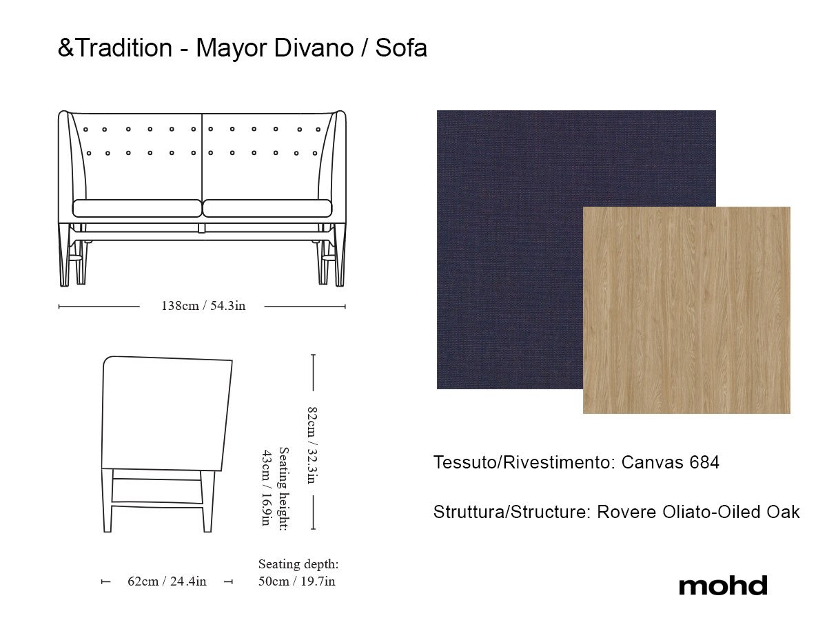Mayor Sofa AJ6 - Oiled Oak/Canvas 684