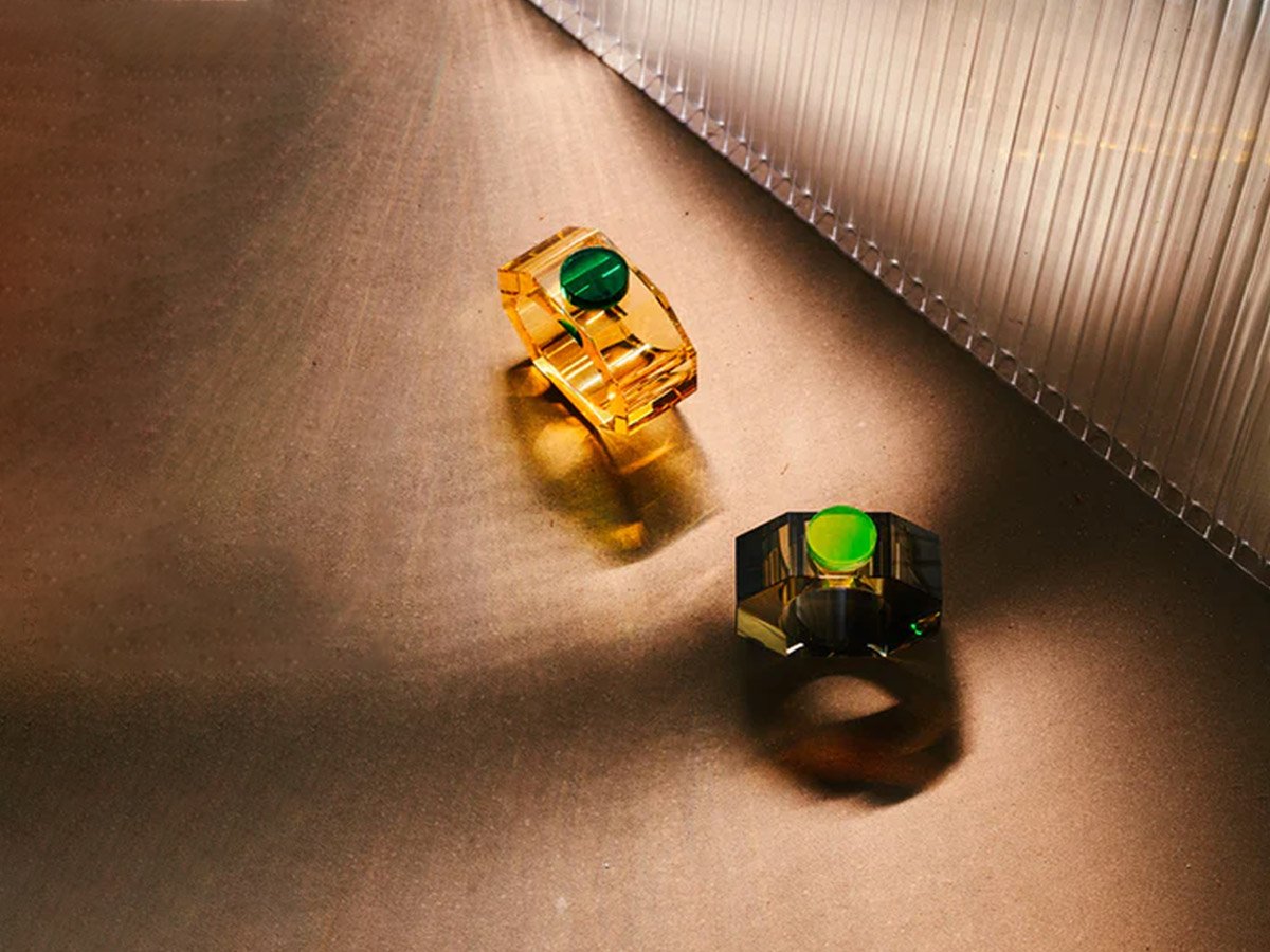 Shelby Napkin Rings Yellow/Green & Grey/Neon Yellow - Set of 2