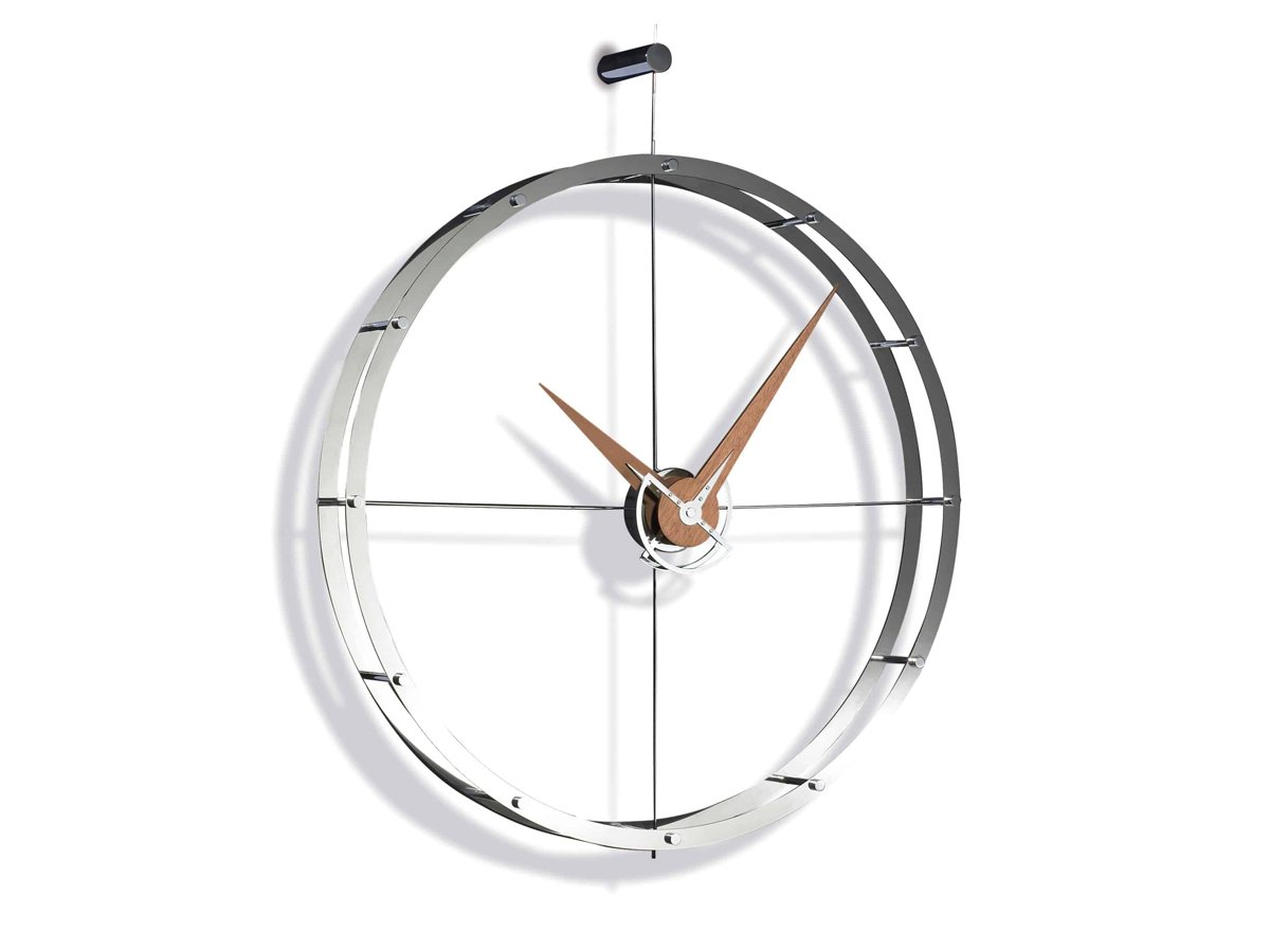 Doble O Wall Clock - Stailness Steel/Walnut