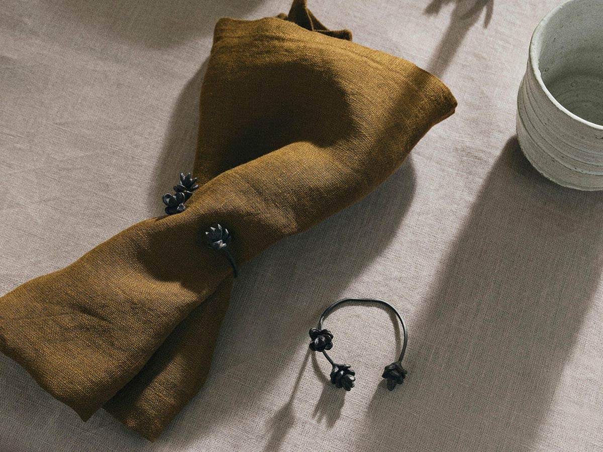 Forest Napkin Rings Set of 4 - Black Brass