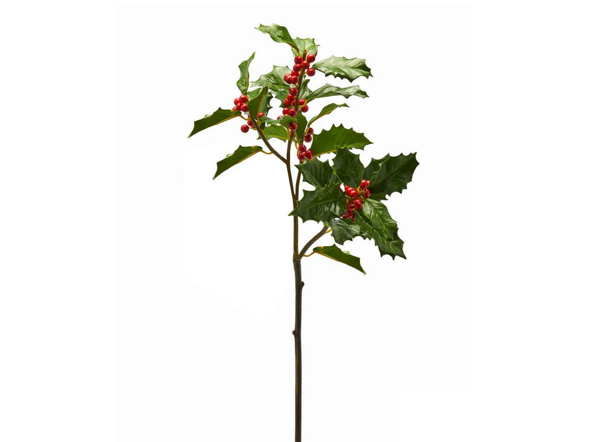 Holly Berries Branch X2 H 65 cm