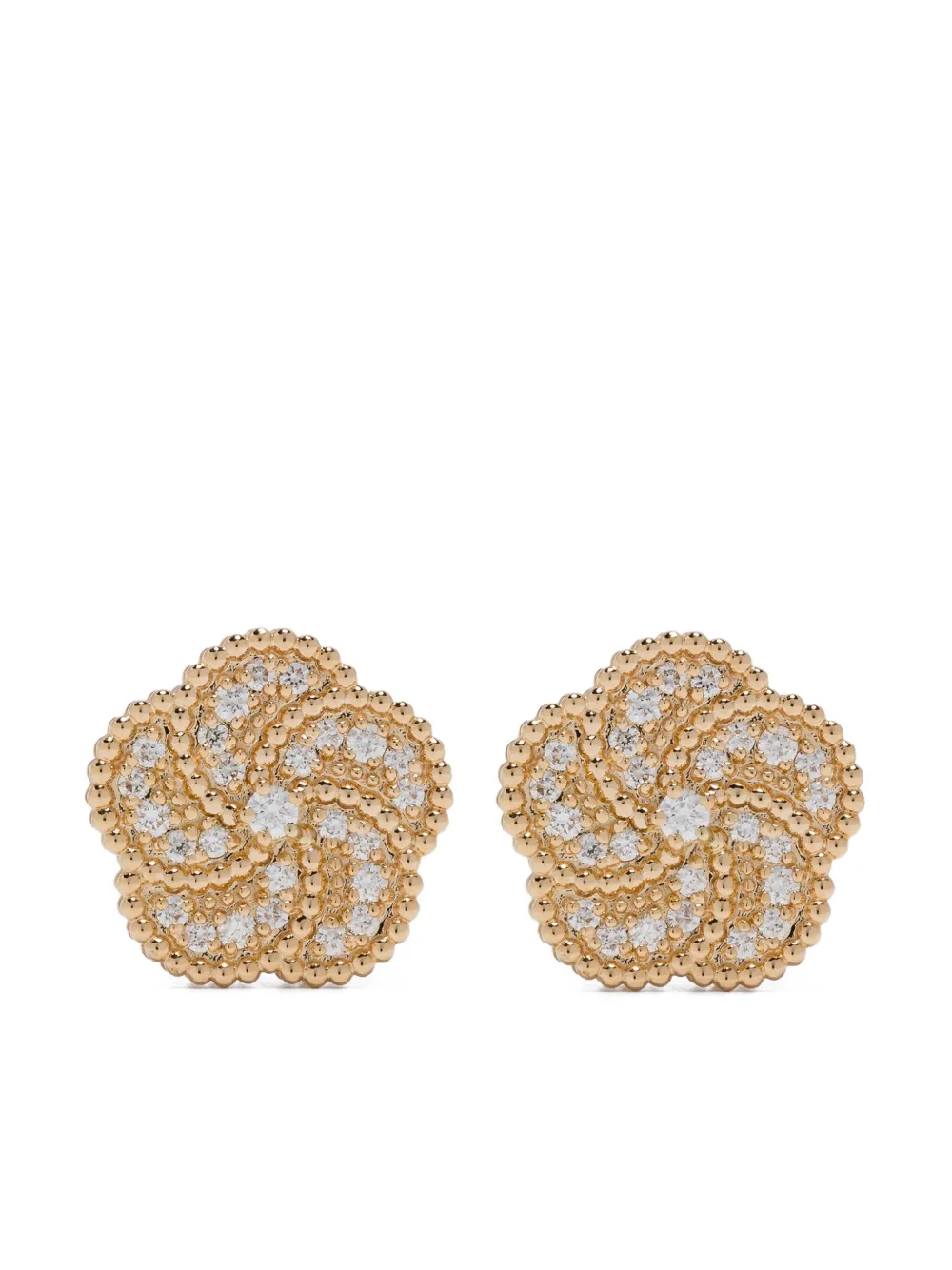 LA PRIMA GIOIELLI 18K yellow gold diamond flower earrings - Oro