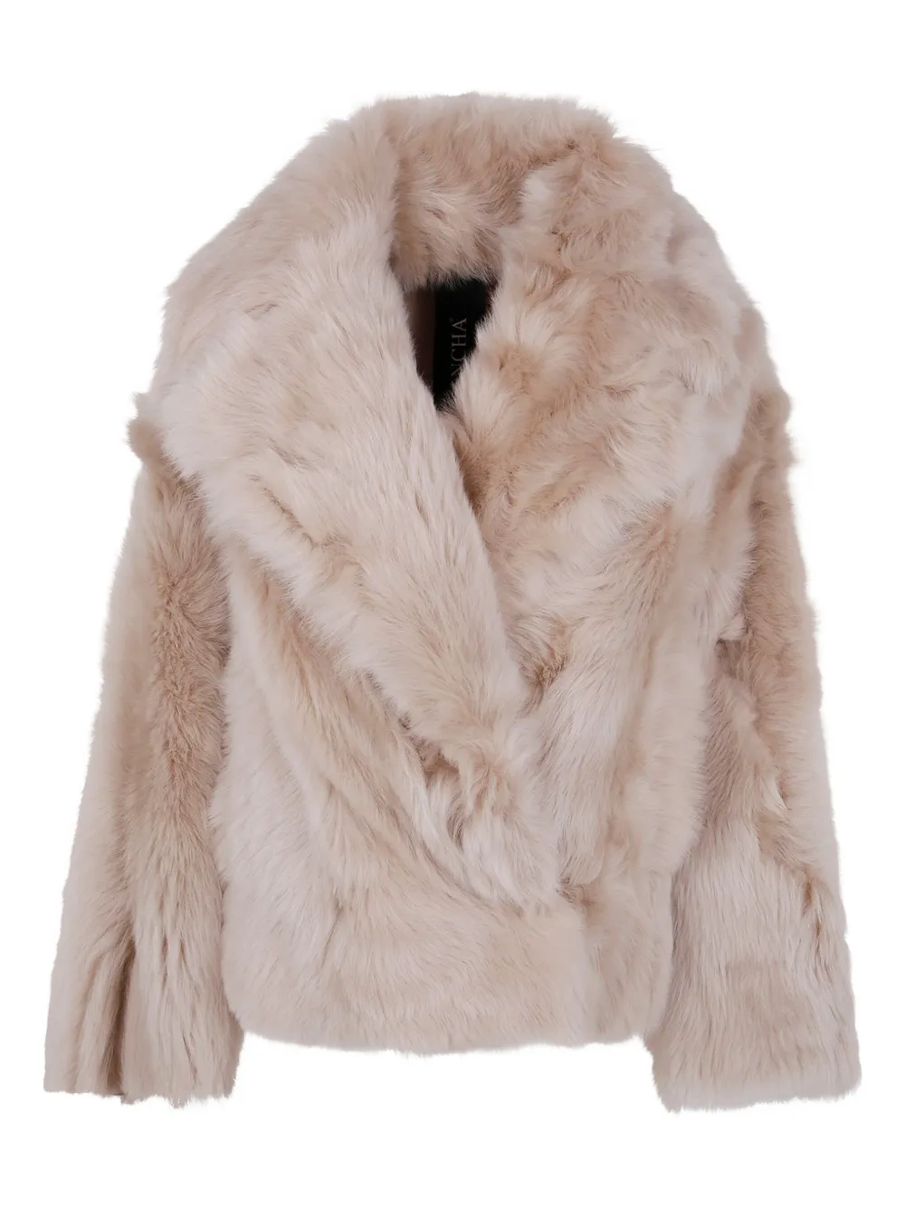 Blancha wide-lapel shearling jacket - Toni neutri
