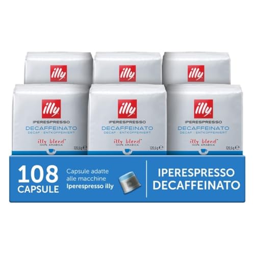 Illy, Caffè In Capsule Iperespresso Decaffeinato, 100% Arabica Con Note Di Caramello, Cioccolato E Pan Tostato, Senza Caffeina, Gusto Equilibrato, 6 C