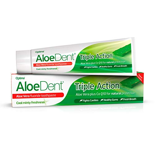 Aloedent Triple Action Aloe Vera Toothpaste With Fluoride, Natural Action, Vegetarian, Cruelty Free, Sls Free, Coq10, Healthy Gums, 100Ml
