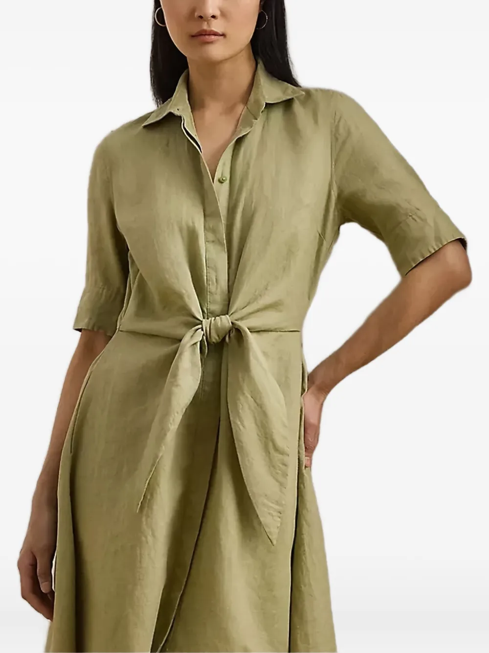Lauren Ralph Lauren tie-front shirt dress - Verde