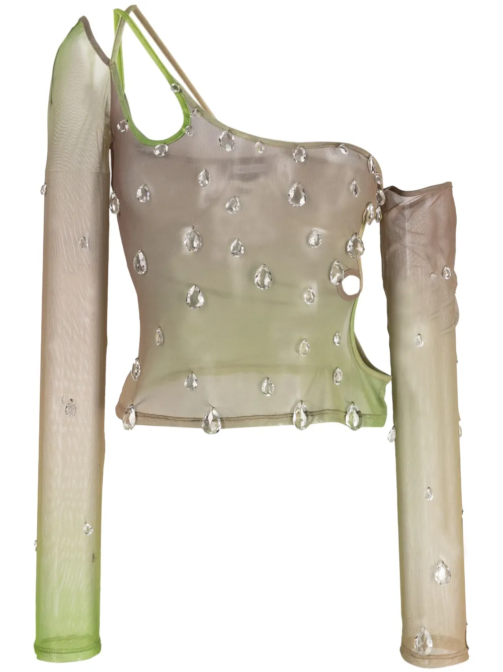 GCDS Top asimmetrico Sita con dettaglio cut-out - Verde